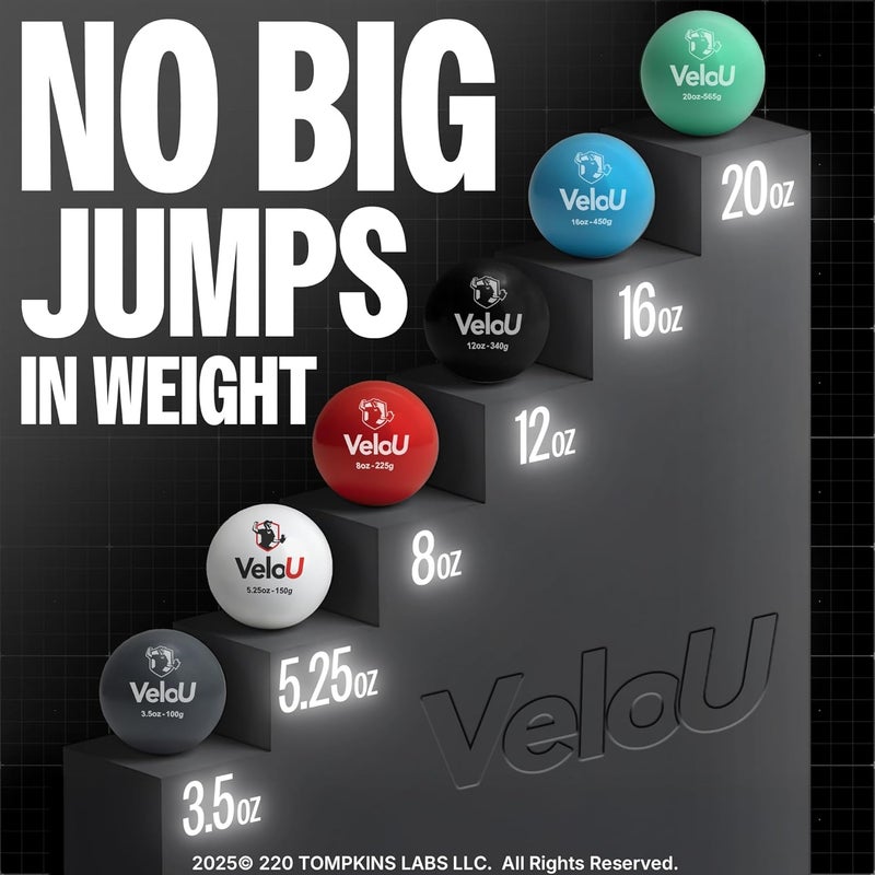 VeloU Weighted Baseball 6 Ball Set: Increase Throwing Velocity & Arm Strength - Withstands 18,000 Throws - Weighted Balls for Pitching & Throwing - Plyo Balls - Ideal Training Tool - Image 3